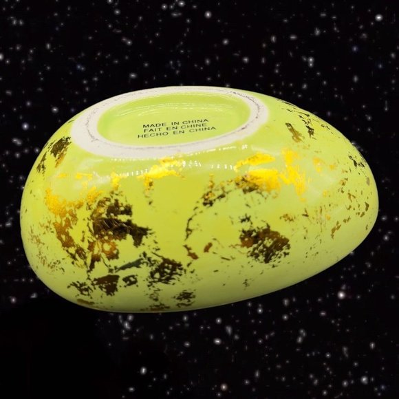 Ceramic Green Egg Shaped Trinket Box Jewelry Container w Gold Decor 5”W 3”T - Picture 10 of 10